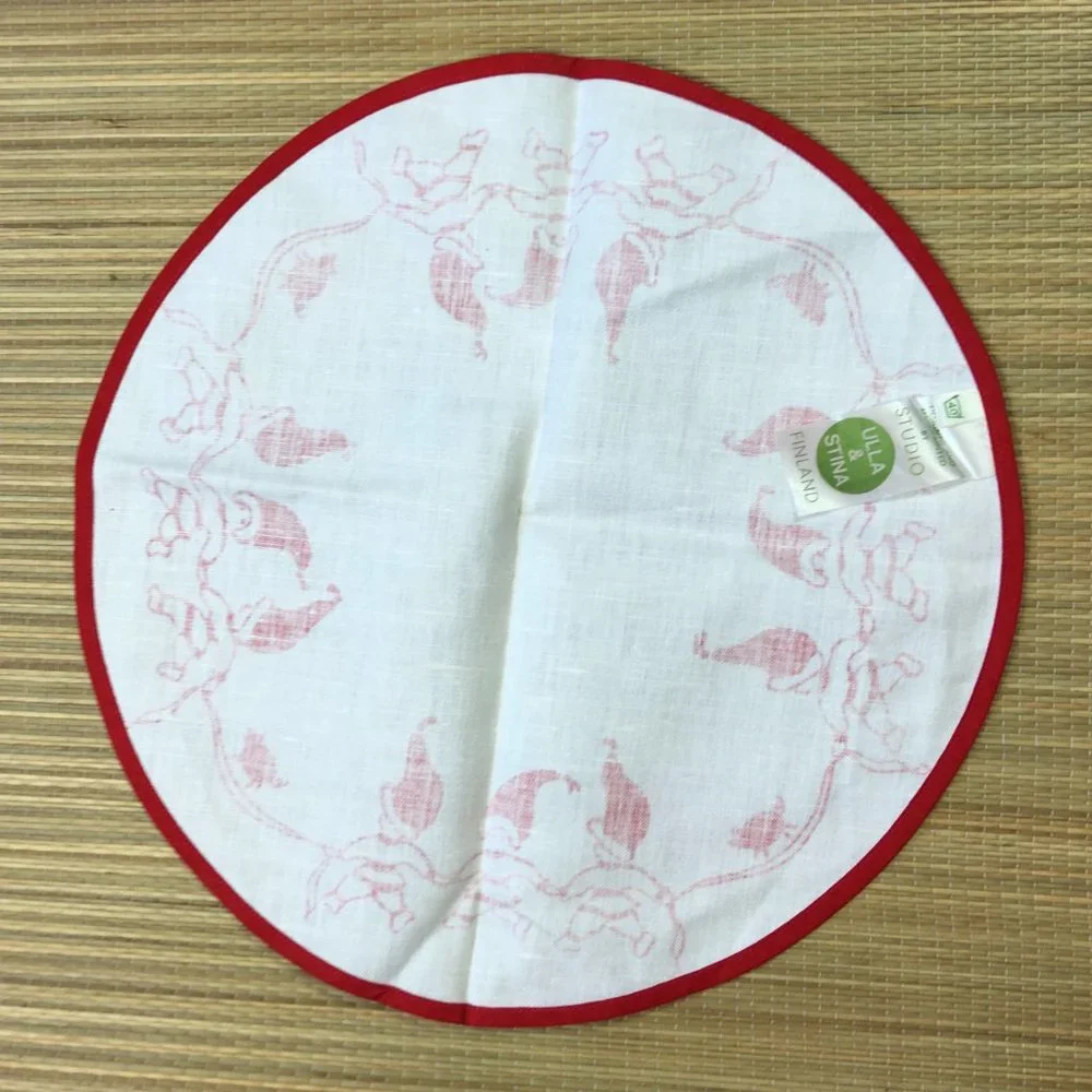 Christmas Ulla & Stina Elves Pigs Table Scarf or Mini Tree Skirt Made in…